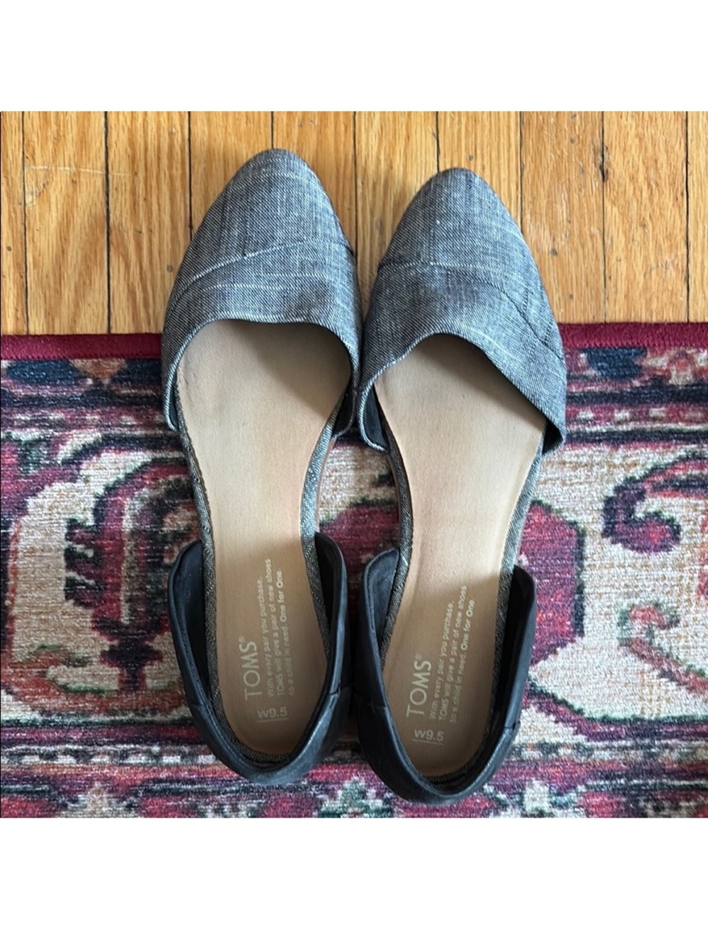 TOMS Women's Flats Black & Gray mixed material 9.5